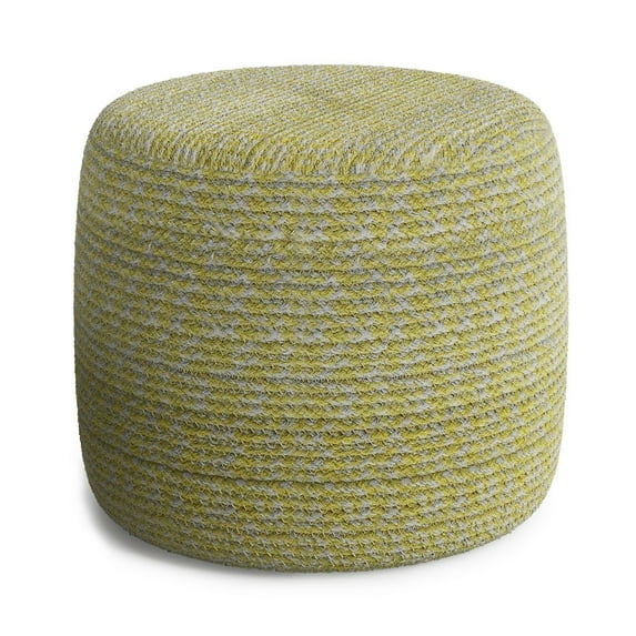 Bayley Round Braided Pouf in Muted Yellow and Natural Cotton