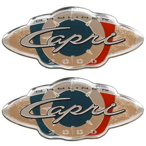Bayliner Boat Raised Decal Emblems | Capri 2000 Silver Red Blue (Pair)