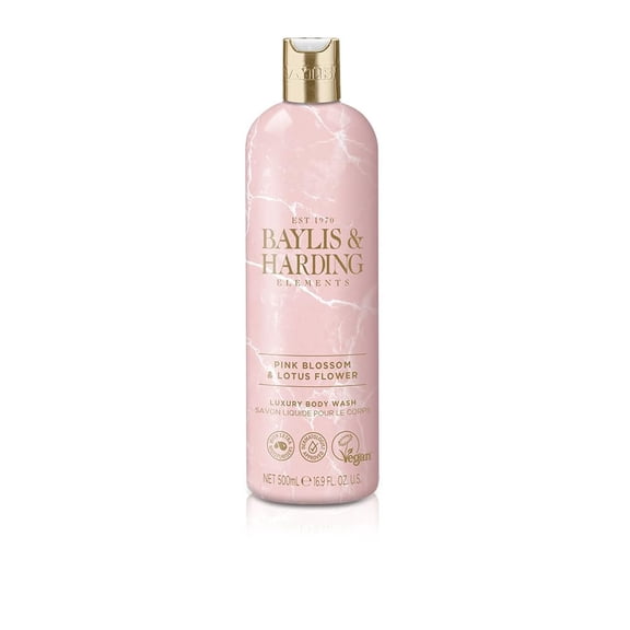 Baylis & Harding Liquid Body Wash Soap, Elements, Pink Blossom & Lotus Flower, 16.9oz/500ml