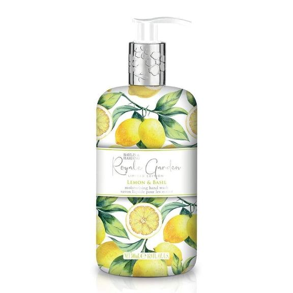 Baylis & Harding Liquid Hand Soap Wash with Dispenser, Royale Garden, Lemon & Basil, 16.9oz/500ml