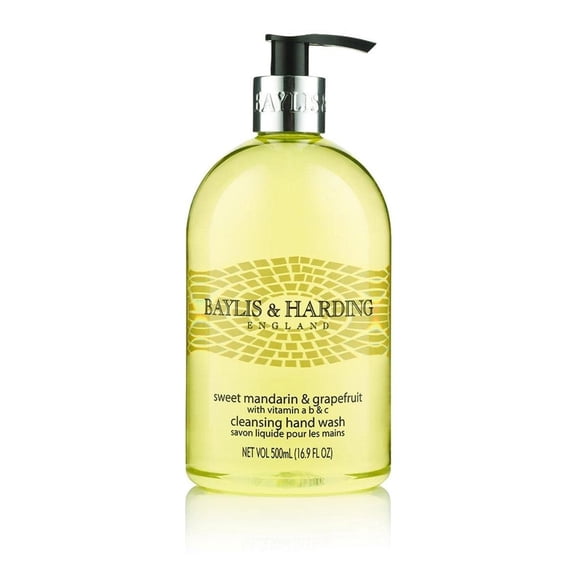 Baylis & Harding Liquid Hand Soap Wash with Dispenser, Sweet Mandarin & Grapefruit, 16.9oz/500ml
