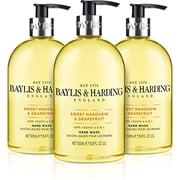Baylis & Harding Liquid Hand Soap Wash with Dispenser, Sweet Mandarin & Grapefruit, 16.9oz/500ml 3-Pack