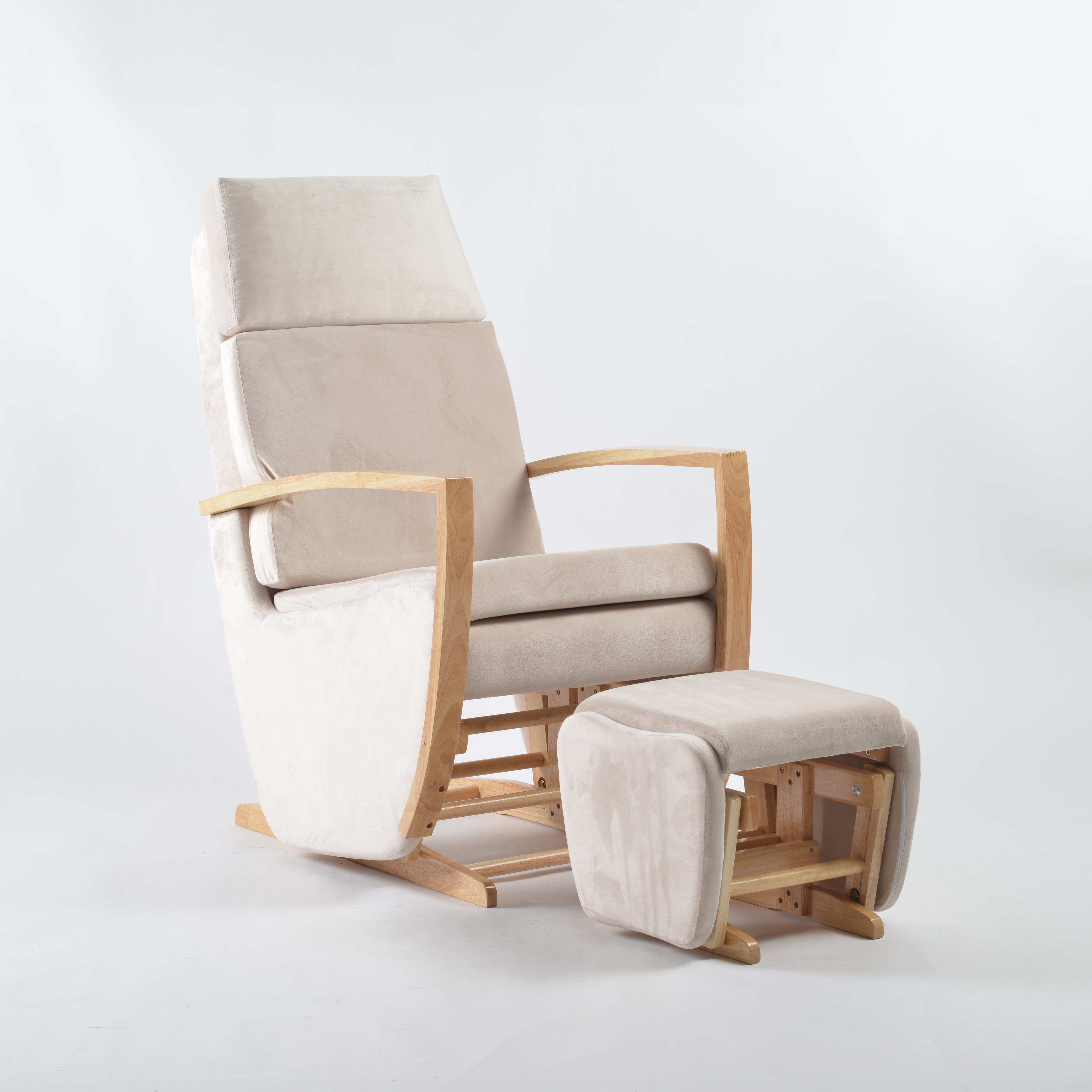 GliderDepot Bayliss Deluxe Glider Chair and Ottoman, Beech Wood ...