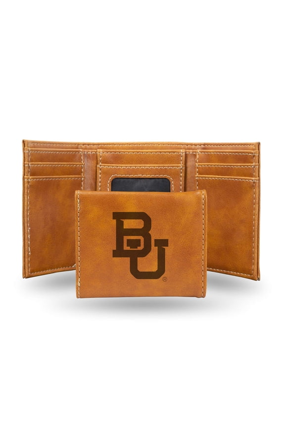Baylor Bears Brown Laser Engraved Tri-Fold Wallet - Men's Accessory