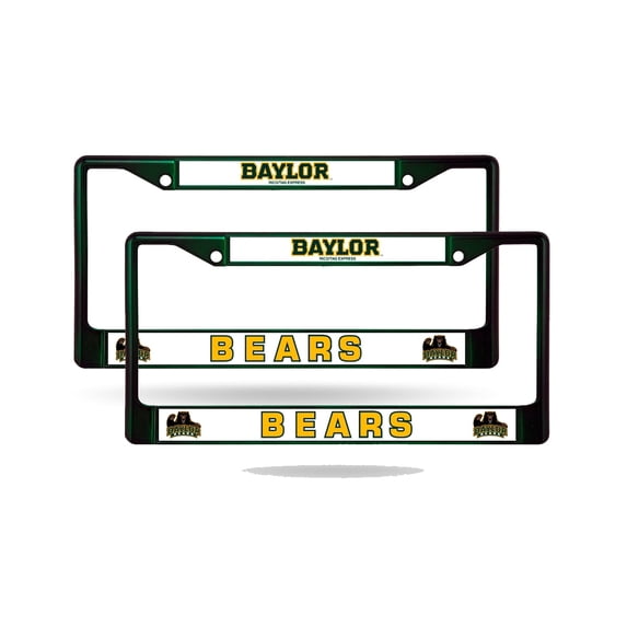 Baylor Bears Green Painted Chrome Metal License Plate Frame - Set of 2 Frames