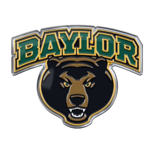 Baylor University Bears Premium Aluminum Metal Raised Auto Emblem, Alternate Logo, Color Embossed, Full Adhesive Backing