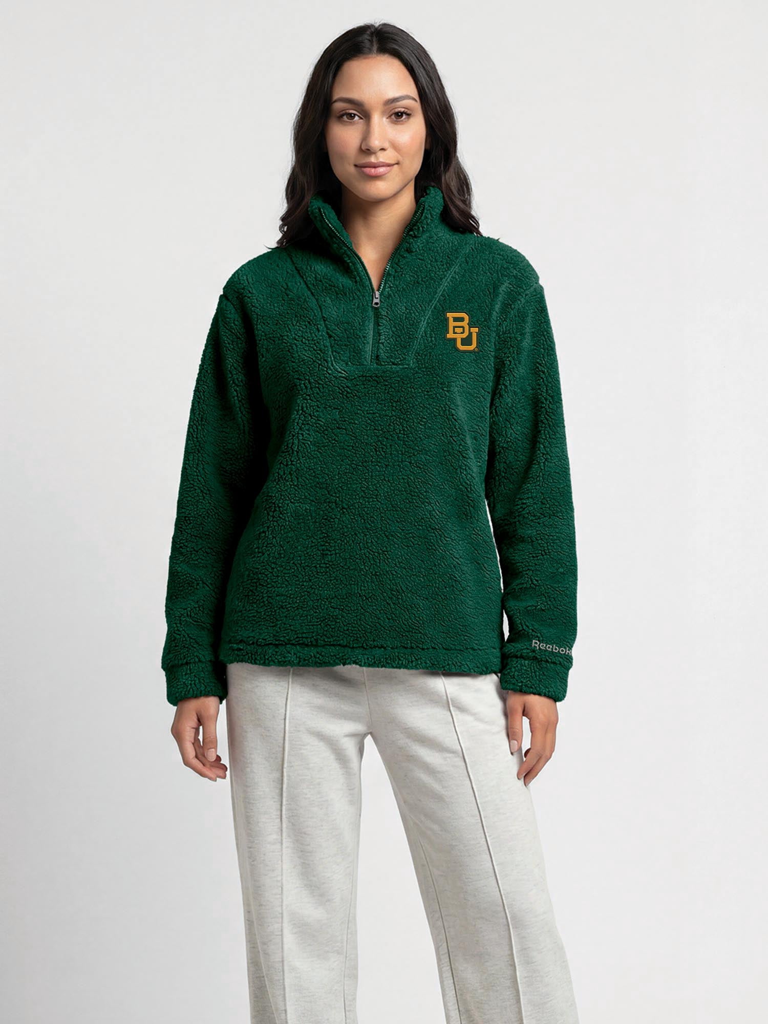 Baylor Bears Reebok Womens Relaxed Fit Qtr Zip Sherpa Pullover