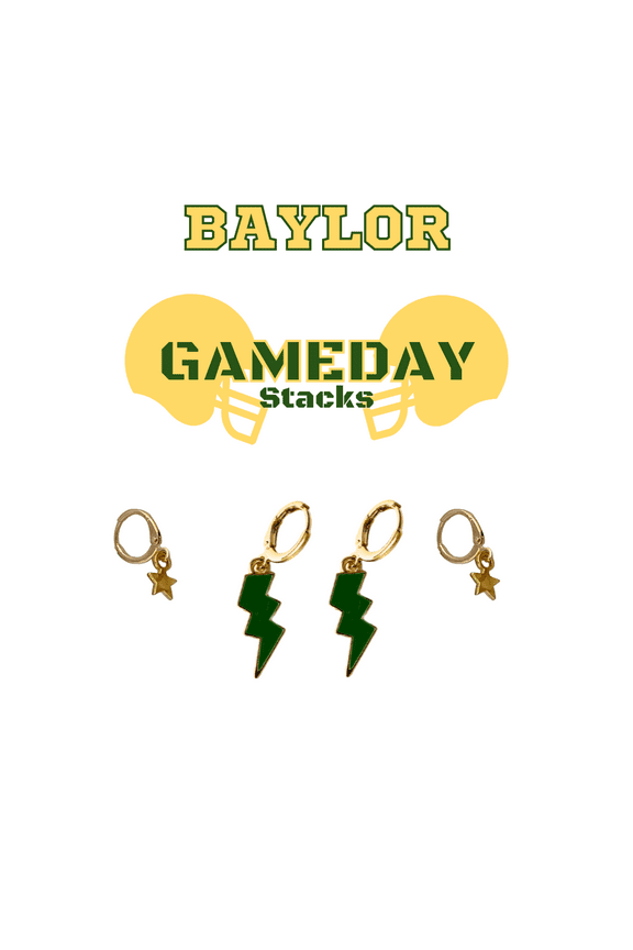 Baylor Classic Gameday Earring Stack For Bears Game Day green | gold