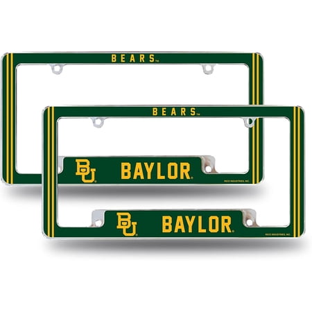 Baylor NCAA Bears (Set of 2) Chrome Metal License Plate Frames with Bold Full Frame Design