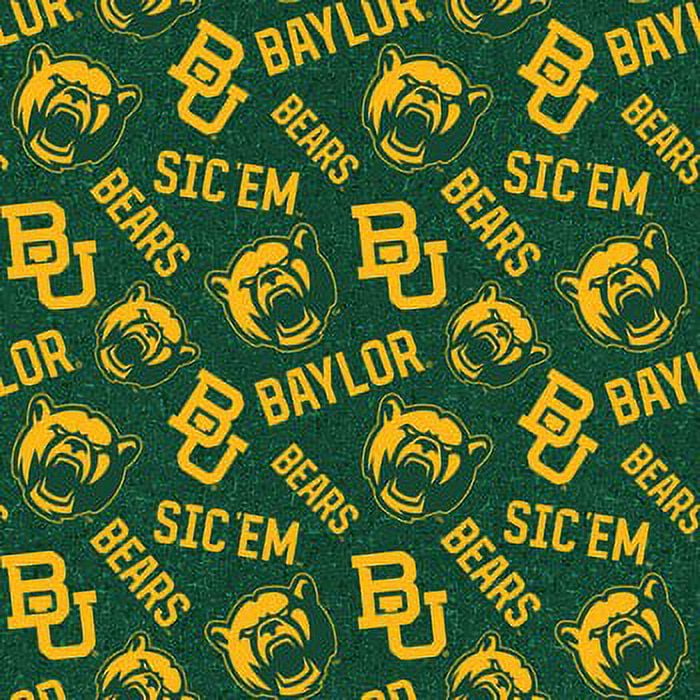 Baylor University Green and Yellow Cotton Fabric by the Yard