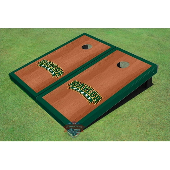 Baylor University Arch Hunter Green Rosewood Matching Borders Cornhole Boards