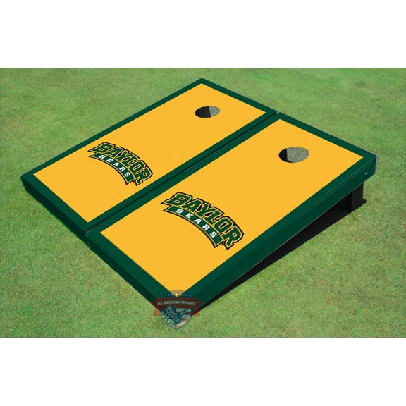 Baylor University Arch Yellow Matching Border Cornhole Boards