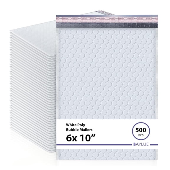 Baylue Bubble Mailers 6x10, Self Seal Poly Padded Envelopes #0, 500 Pack Bulk