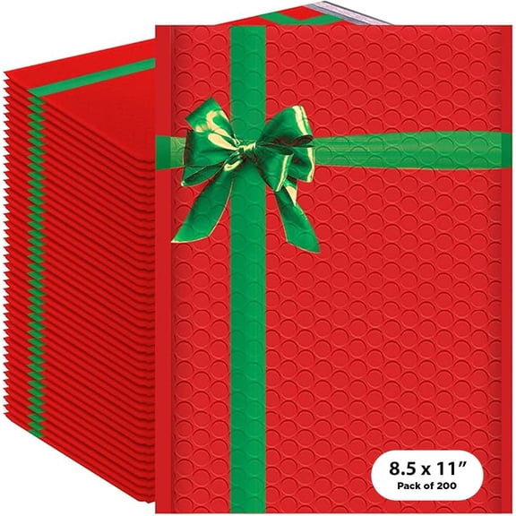Baylue Christmas Bubble Mailers 8.5x12, Poly Padded Envelopes #2, 200 Pack