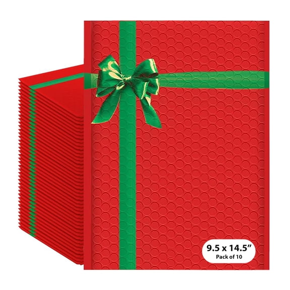 Baylue Christmas Bubble Mailers 9.5x14.5, Poly Padded Envelopes #4, 10 Pack