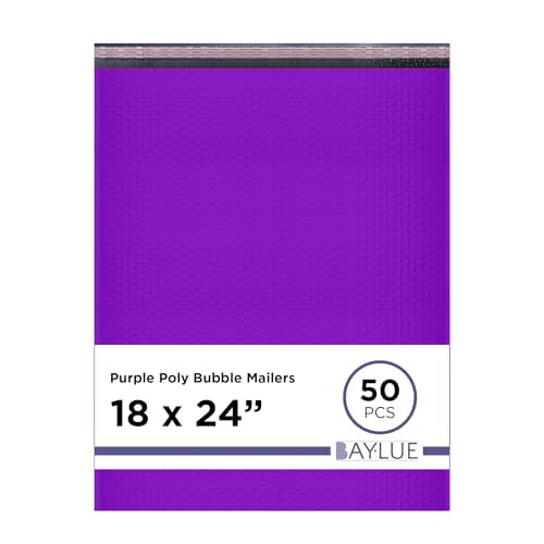 Baylue Purple Bubble Mailers 18x23, Poly Padded Envelopes #9, 50 Pack Bulk