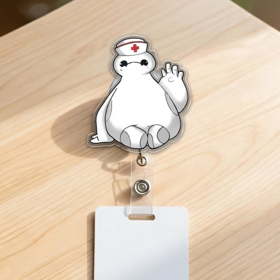 Baymax Badge Reel,Big Hero 6 ID Holder,Badge Clip, Healthcare Badge,Nurse and Doctor Gift,Retractable ID Clip,Disney Nurse Gift G6IQ15-4