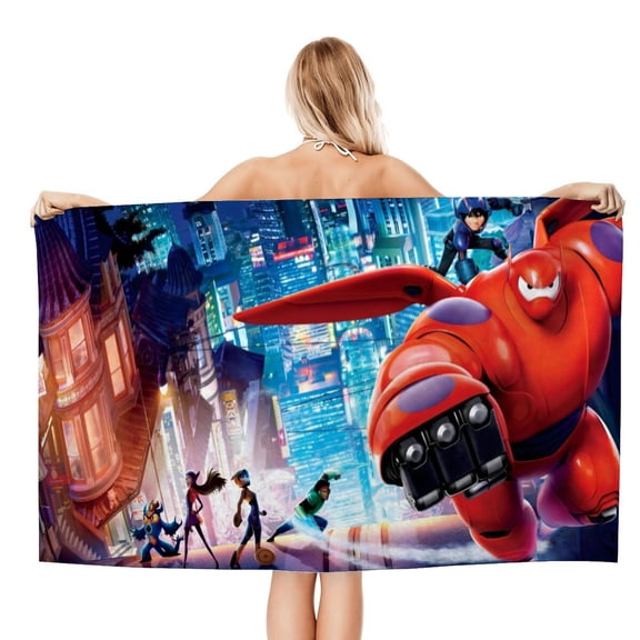 Baymax Big Hero-theme Gifts Quick-dry Beach Towel for Women Girl Birthday Inspired Fan Bath Outdoor Music Lover 31"*63"(78cm*160cm)