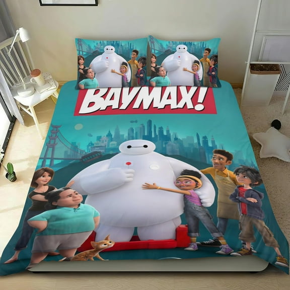 Baymax Big Hero-themed Bed Sheet Set Three Piece Set Comfortable And Skin Friendly Unique Design Home Decor Gifts For Family Friends fans36x75Inches90cm*190cm