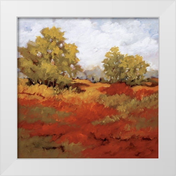 Baynes, Maija 20x20 White Modern Wood Framed Museum Art Print Titled - Scarlet Fields I