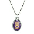 thumbnail image 1 of Bayou Bengals Fierce Tiger Antiqued Oval Charm Pendant with Chain, 1 of 5