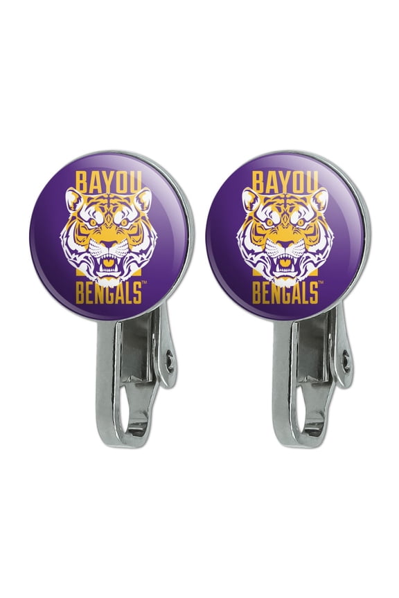 Bayou Bengals Fierce Tiger Novelty Clip-On Stud Earrings