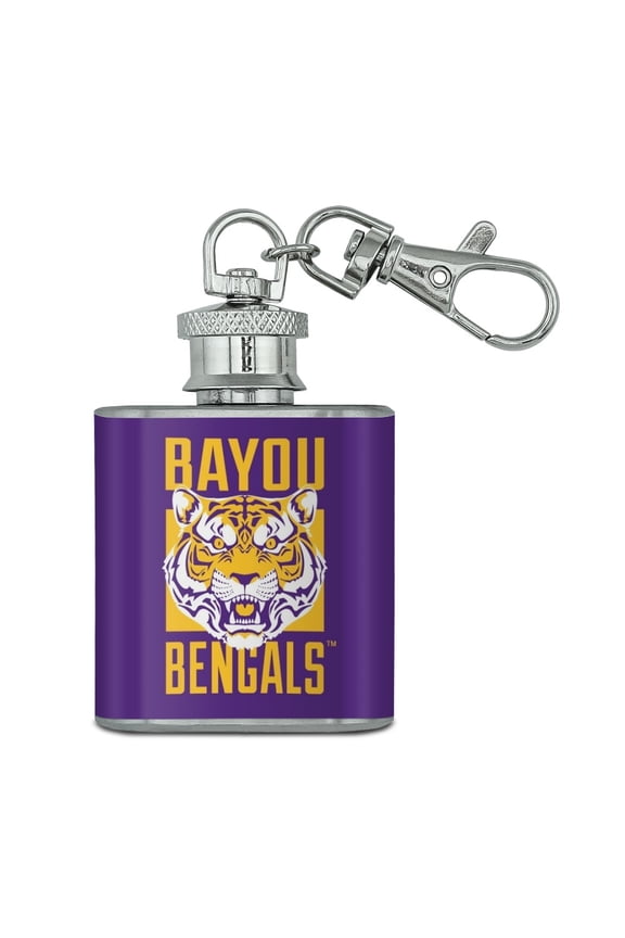 Bayou Bengals Fierce Tiger Stainless Steel 1oz Mini Flask Key Chain