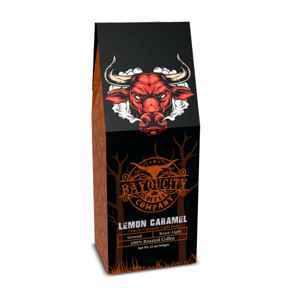 Bayou City Coffee Lemon Caramel Organic & Fair Trade Medium Roast Whole Bean 12 oz