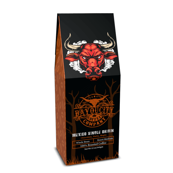 Bayou City Coffee Mexico Single Origin Organic & Fair Trade Medium Roast Whole Bean 12 oz