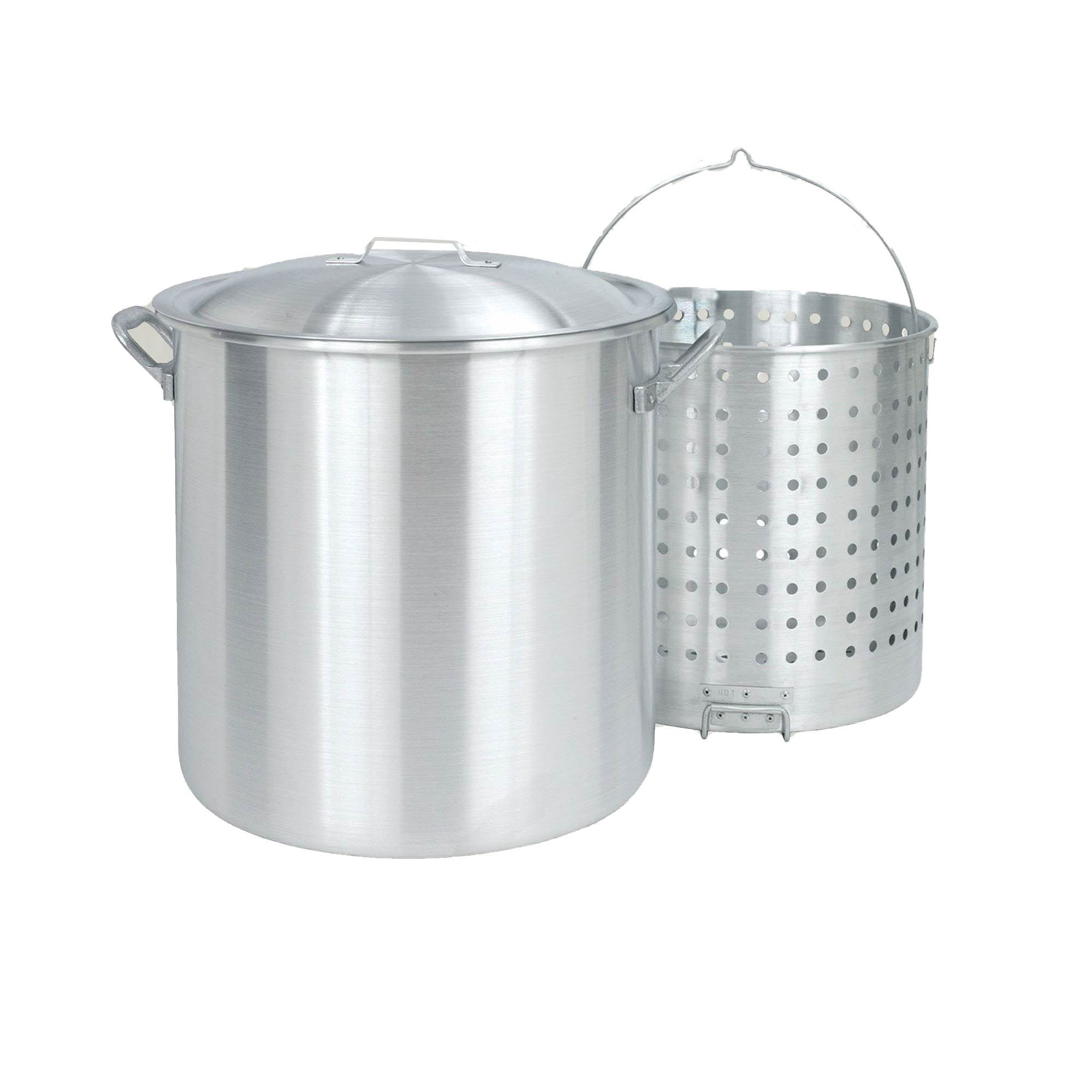 Bayou Classic 100 Quart Silver Aluminum Grill Stockpot with Basket