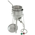 thumbnail image 1 of Bayou Classic 1135 10-qt Stainless Fish Cooker Includes 10-qt Fry Pot w/ Lid and Basket 5in Fry Thermometer 4-in Cast Aluminum Burner 5-psi Regulator w/ 36-in Stainless Braided Hose, 1 of 5