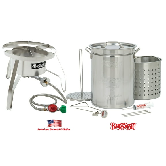 Bayou Classic 1195SS Stainless Steel 32-Quart Turkey Fryer Kit with Stainless Steel Burner