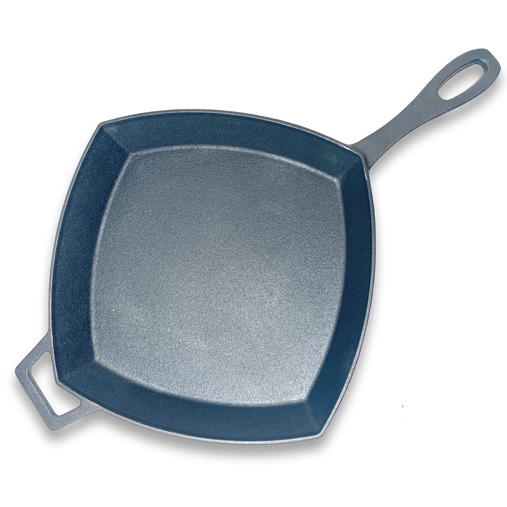 12-Inch Black Cast Iron Square Skillet with Helper Handle