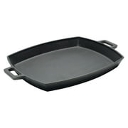 Bayou Classic 12 x 14 Inch Cast Iron Shallow Pan with Wide Loop Handles
