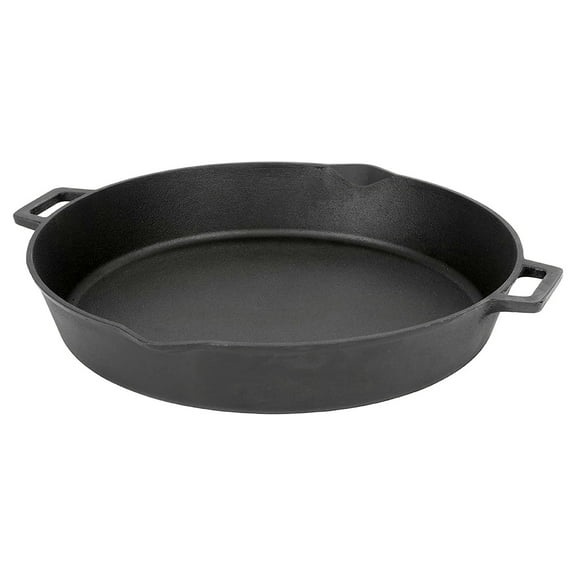 Bayou Classic 16" Double Handled Cast Iron Skillet with Pour Spouts, Black