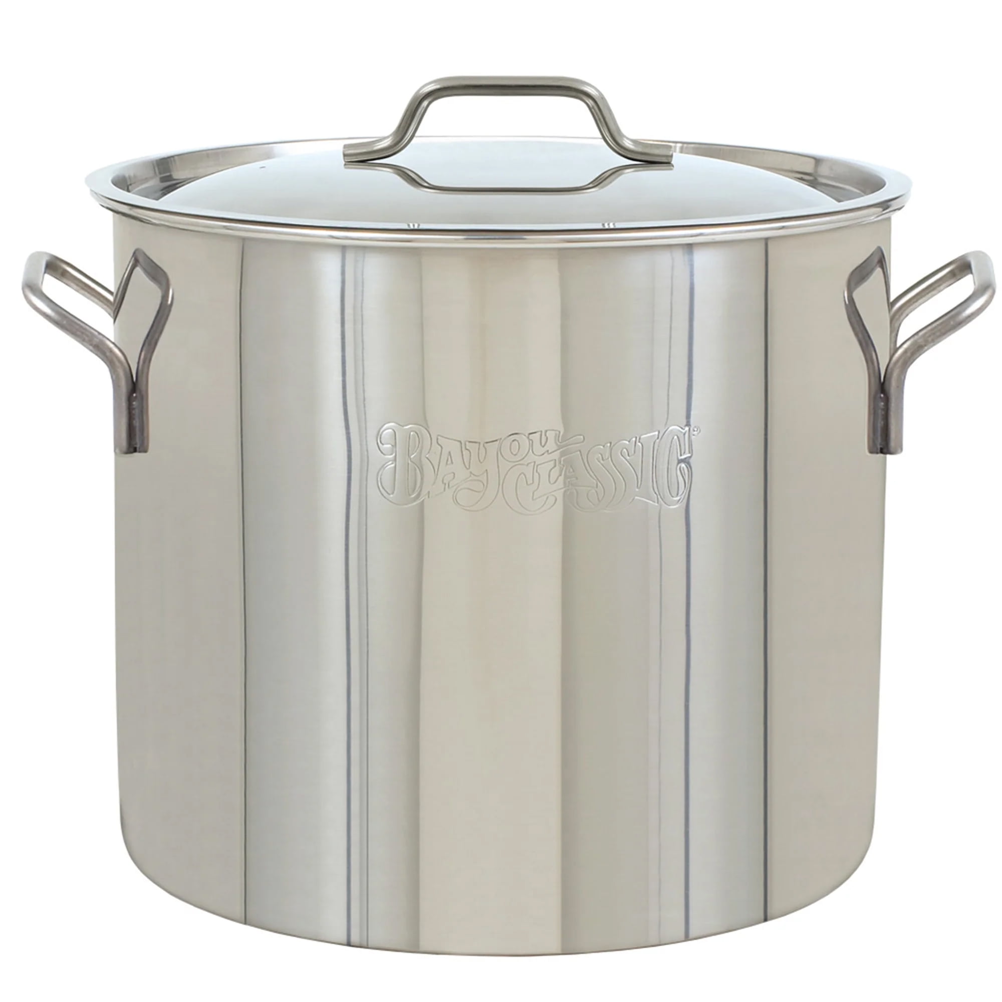 Bayou Classic 20-Quart Silver Stainless Steel Stockpot with Domed Lid