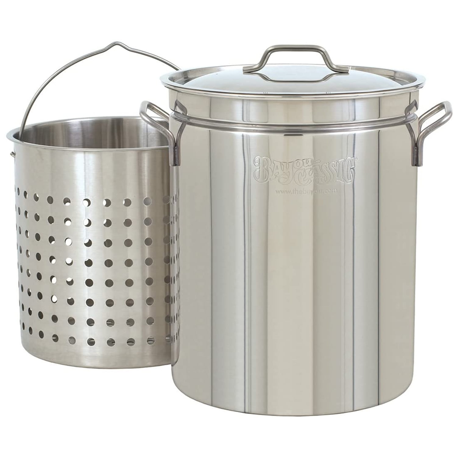 Bayou Classic 44-Quart Stainless Steel Stockpot with Basket Insert