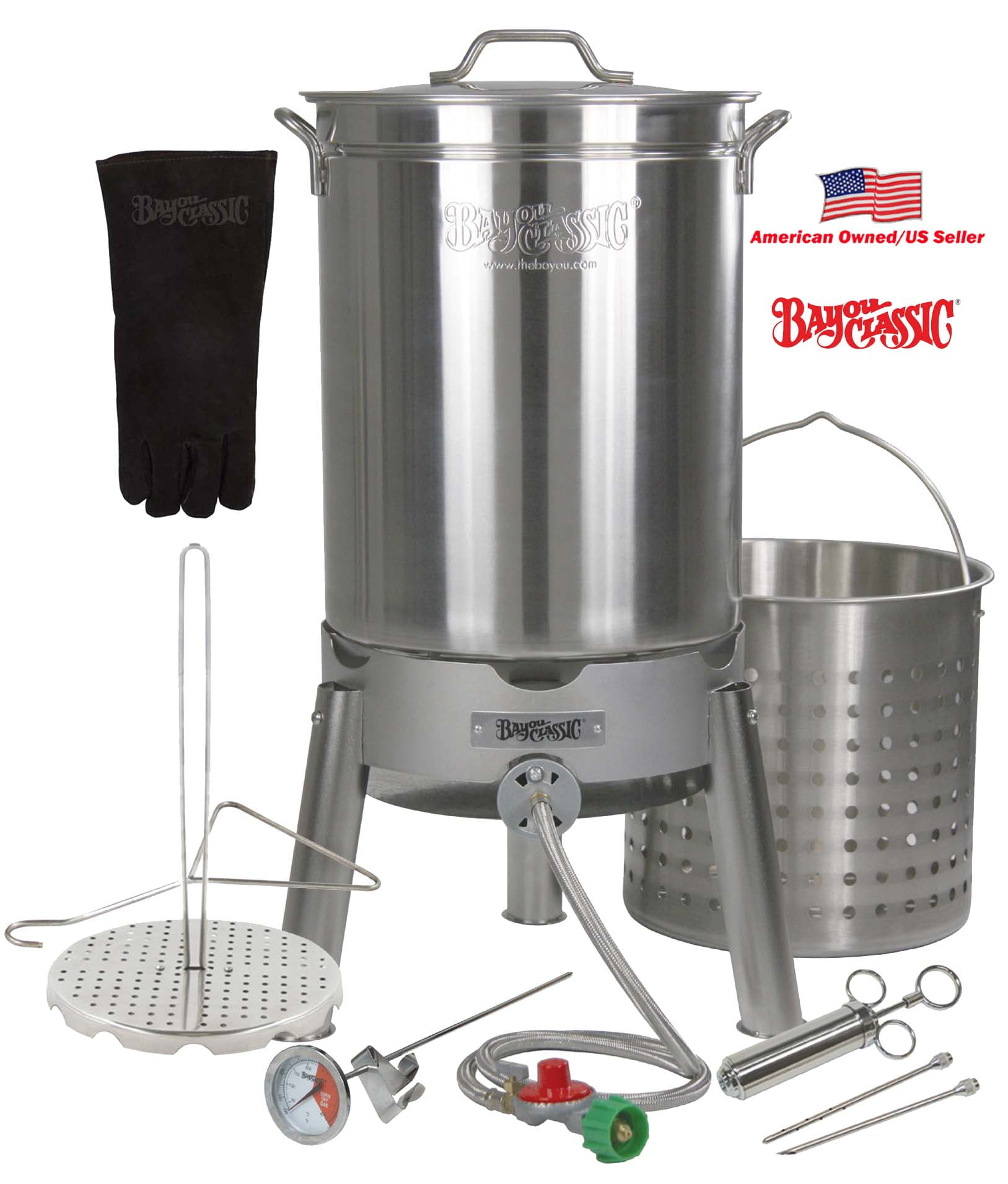 44-Quart Stainless Steel Boil Steam Fry Pot with Basket Insert