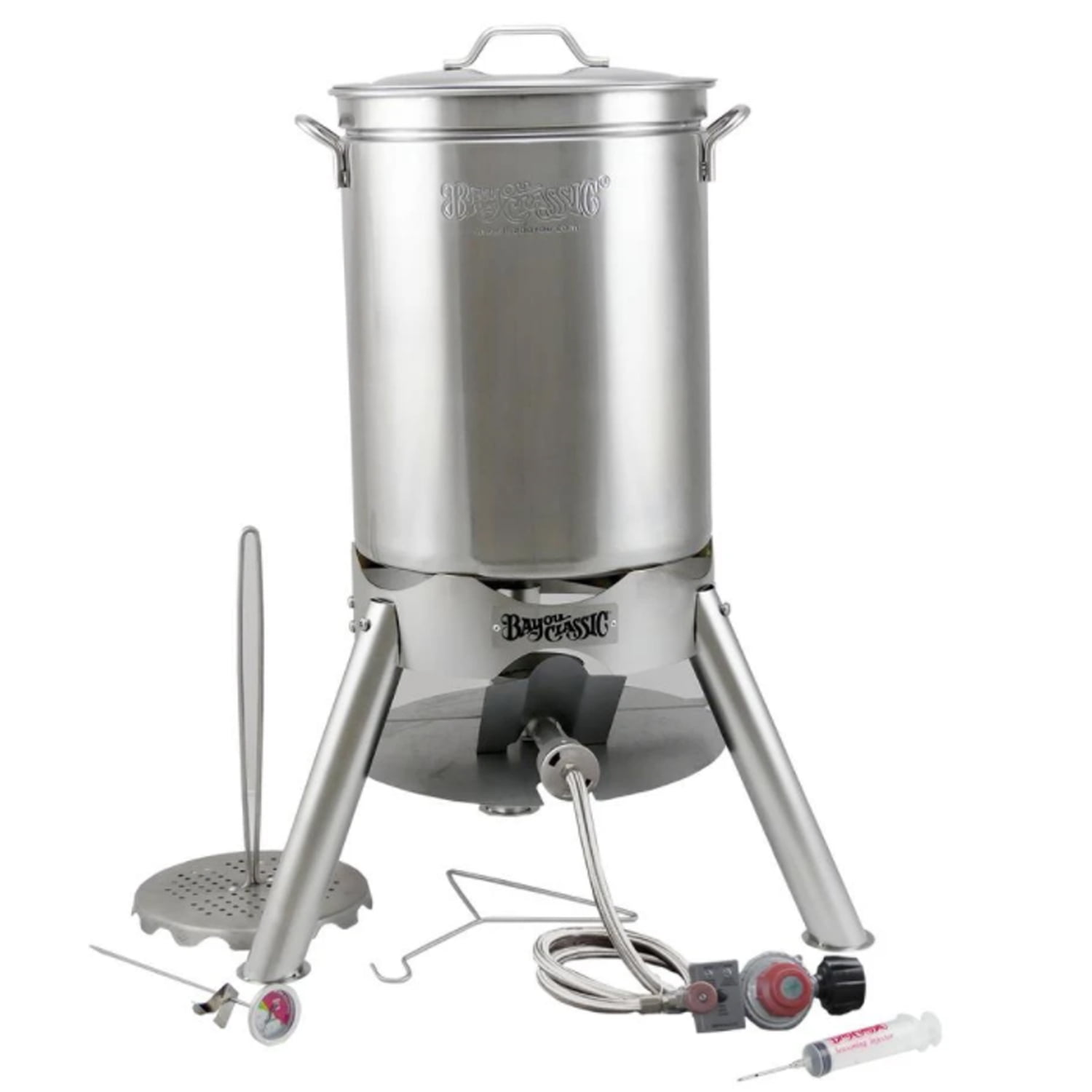 Bayou Classic 44Qt Stainless Steel Turkey Fryer Boil Pot Kit w/ Rack