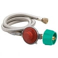 thumbnail image 1 of Bayou Classic M5HPR-1 48-in Stainless Braided LPG Hose w/ 10-psi Adjustable High Pressure Regulator Features 3/8-in Flare Swivel Fitting Designed For Bayou Classic Cookers & Jet Cookers, 1 of 2