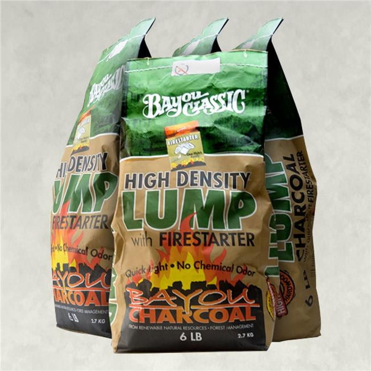 High Density Natural Lump Charcoal with Firestarter, 6 lb Bag