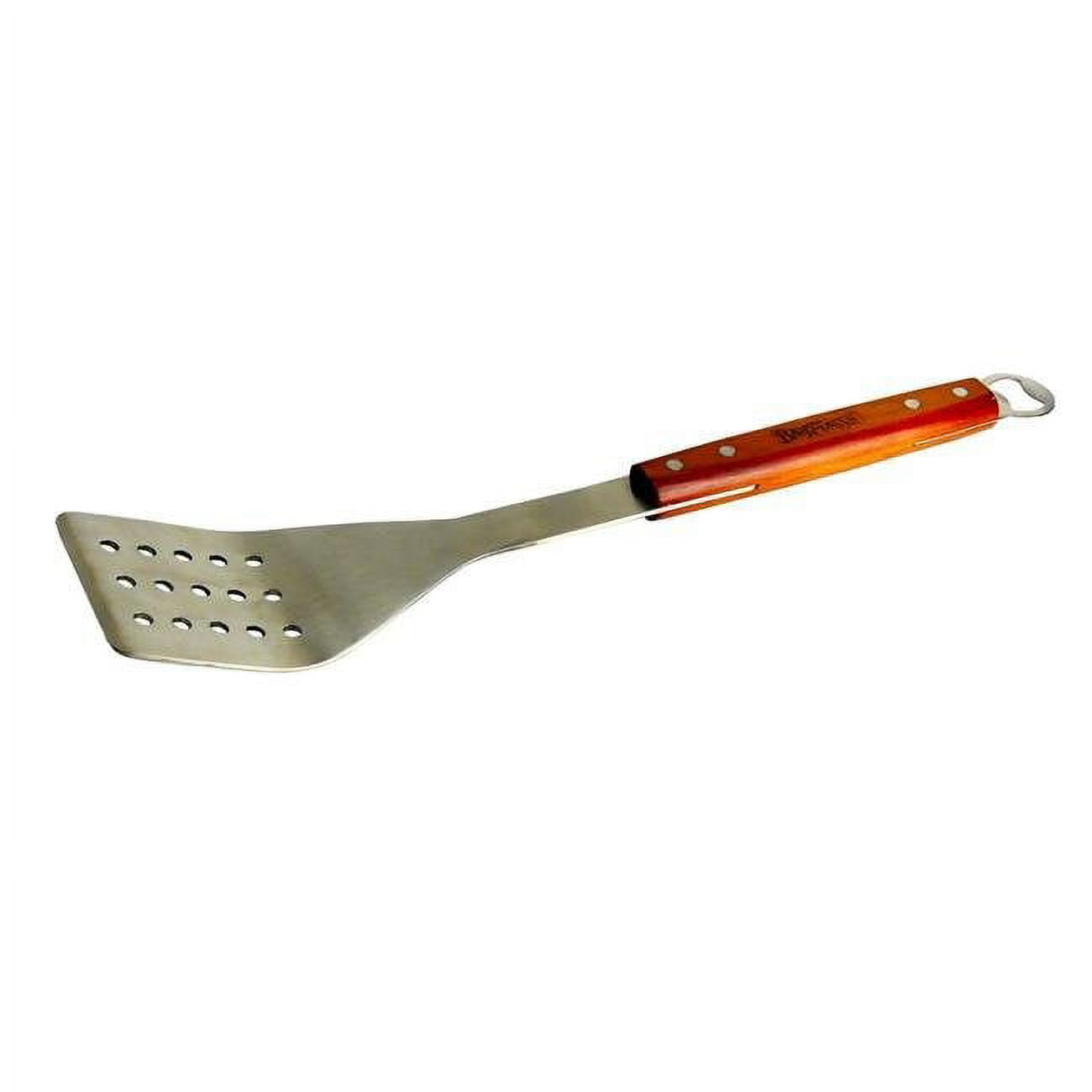Stainless Steel Grill Spatula with Hardwood Handle and Bottle Opener