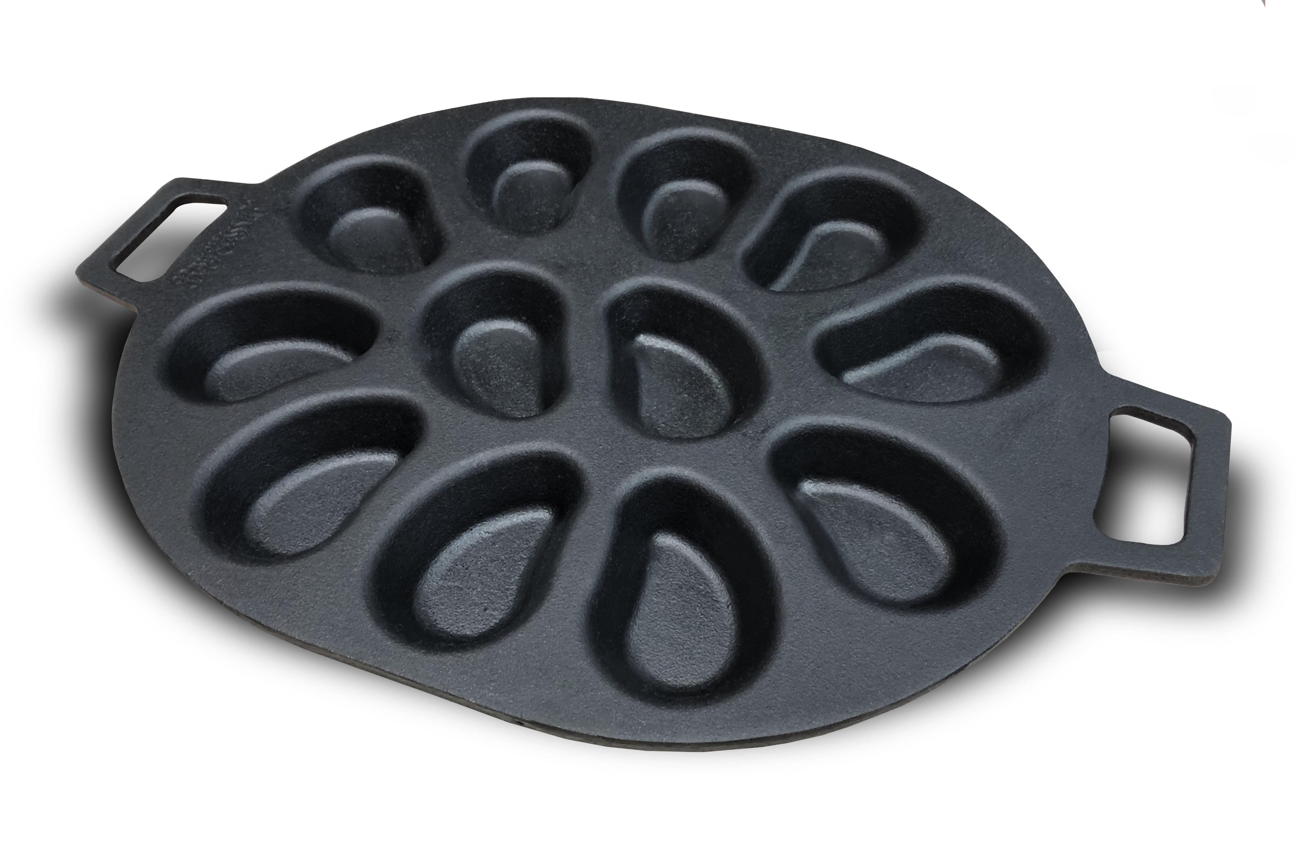 Black Cast Iron Oyster Grill Pan with Handles
