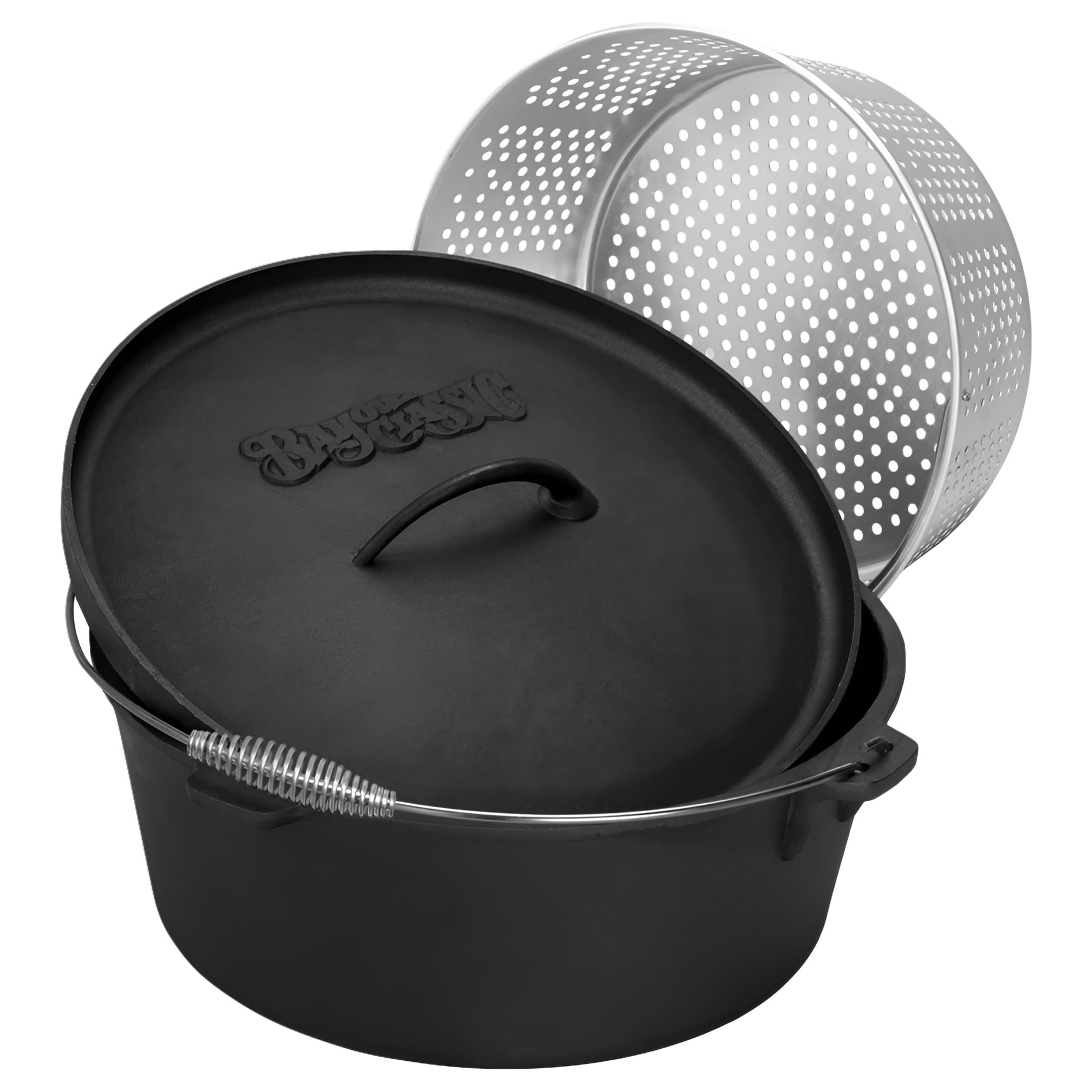 Bayou Classic 20 Quart Cast Iron Dutch Oven with Lid, Campfire