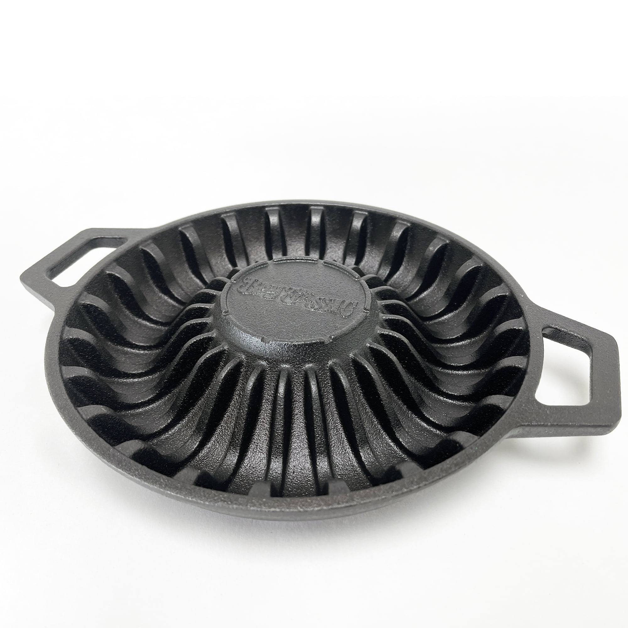 Black Round Cast Iron Shrimp Pan with Handles