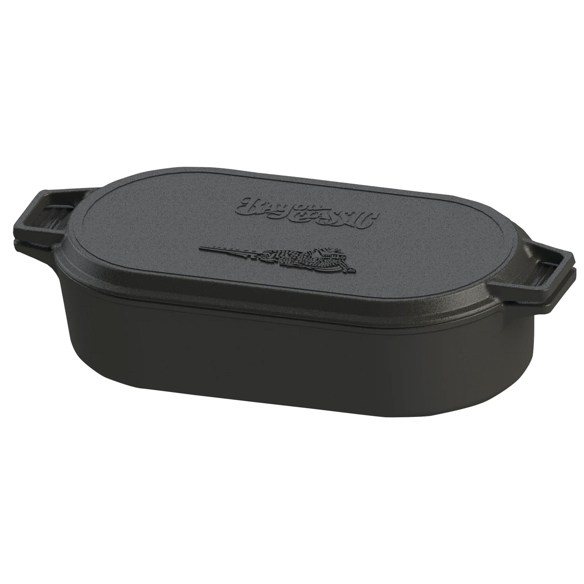 Bayou Classic Black Cast Iron 6-Quart Oval Fryer with Lid