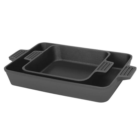 Bayou Classic Chicken 2 Piece Cast Iron Cooking Baking Pan Kitchen Set