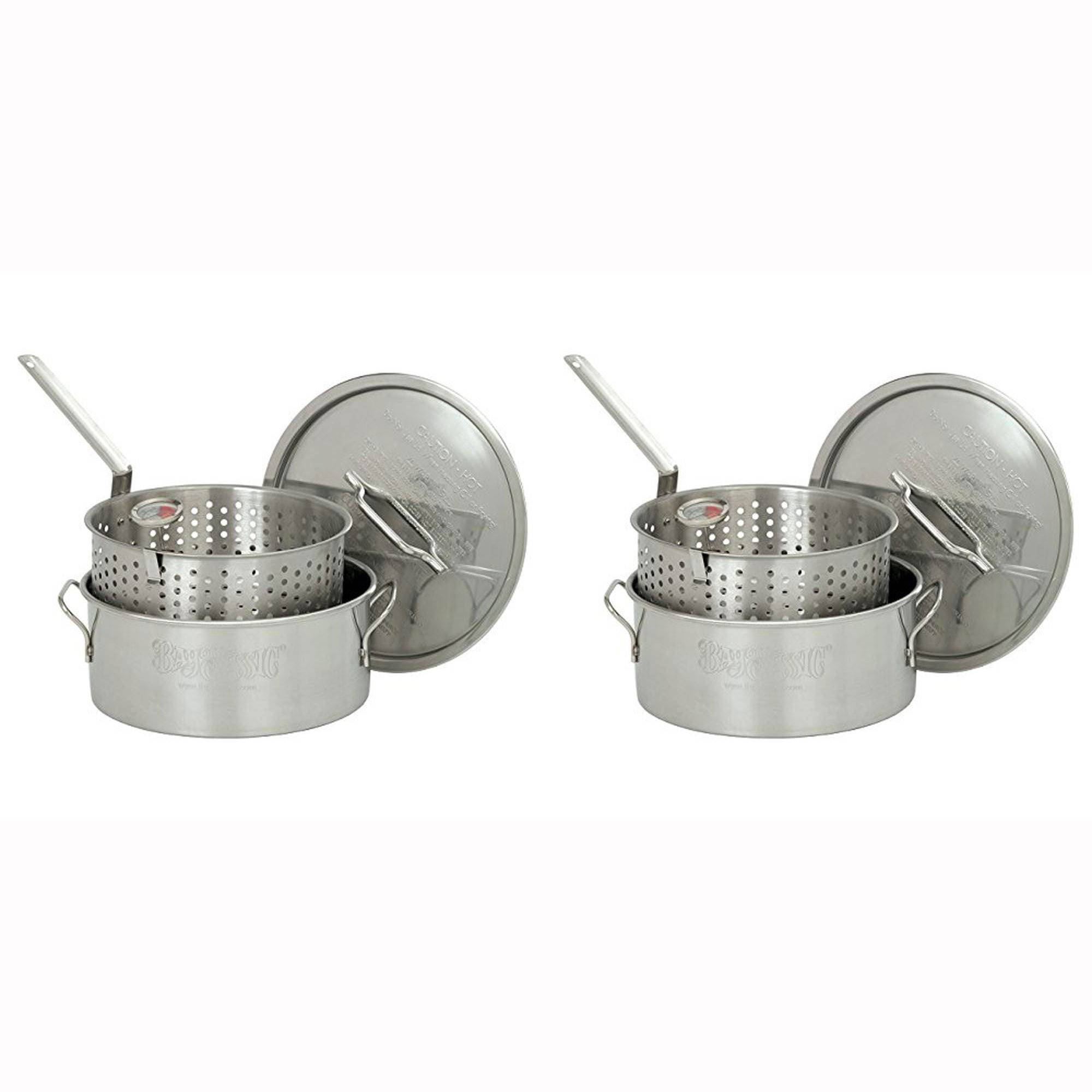Durable Stainless Steel Fry Pot Set with Basket Insert, 10 Qt, 2 Pack
