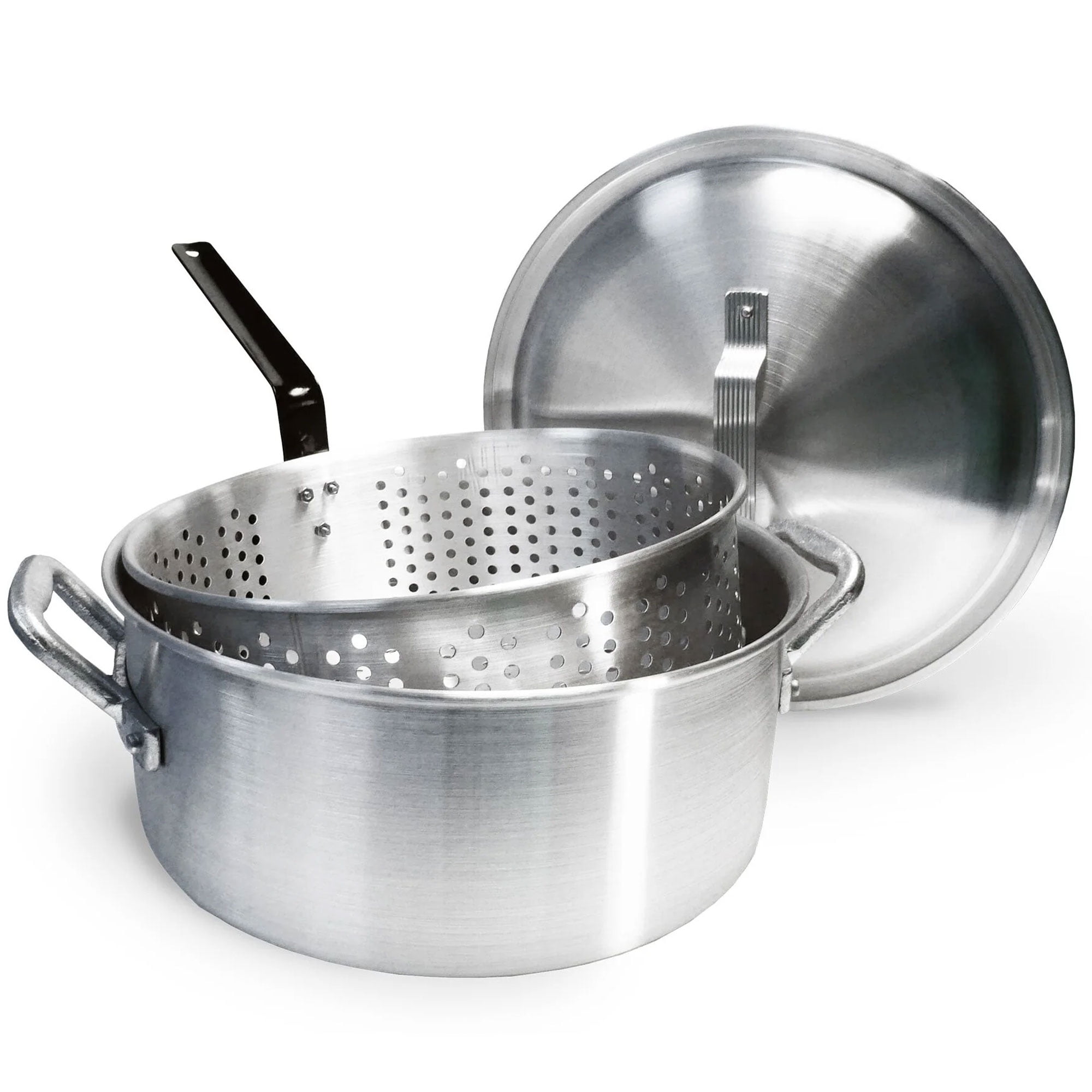 Bayou Classic 14 Quart Silver Aluminum Fry Pot with Basket