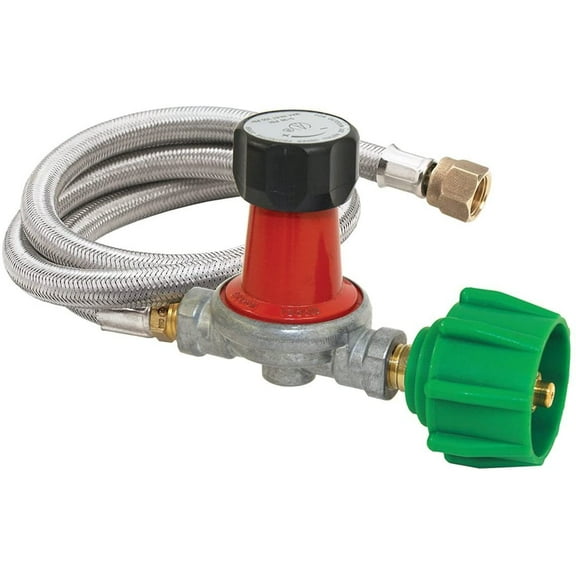 Bayou Classic M5HPR-30, 0-30 PSI Adjustable Regulator with Stainless Braided Hose